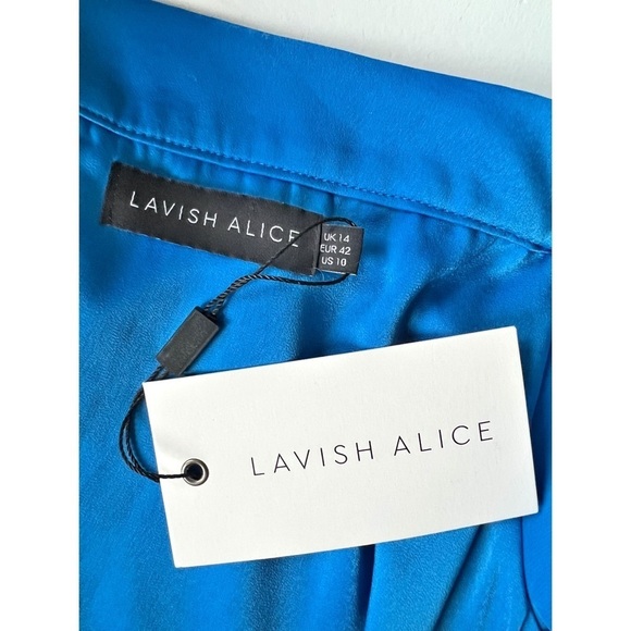 NWT Lavish Alice Satin Bardot Tie Sleeve Midi Dress Size 10 - Picture 6 of 9